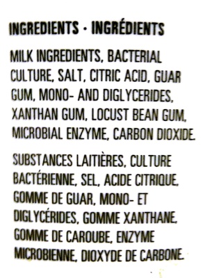 COTTAGE CHEESE ingredients label