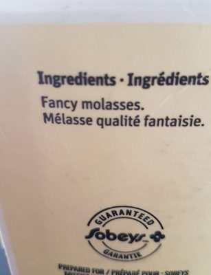 Melasse ingredients label