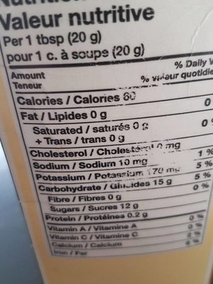 Melasse nutrition facts table