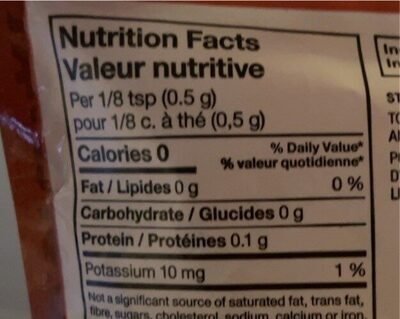 Garlic powder nutrition facts table