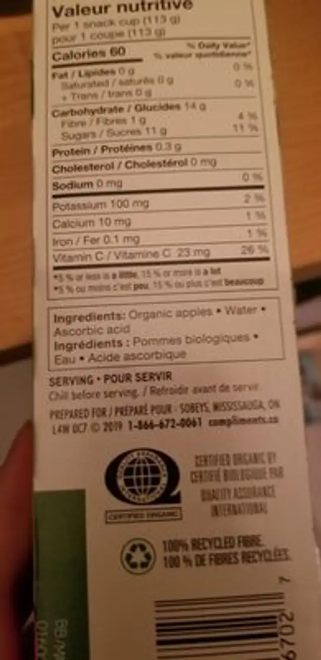 o ingredients label