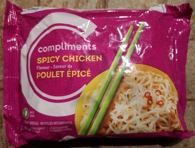 Spicy chicken flavour instant noodles front packaging