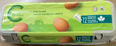 12 Medium Organic Free-Range Eggs, Brown