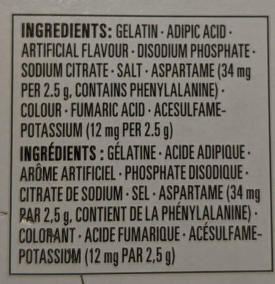 Strawberry jelly powder – nsa ingredients label