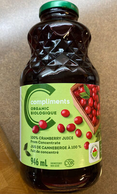 Cranberry juice 100%, Organic, from concentrate