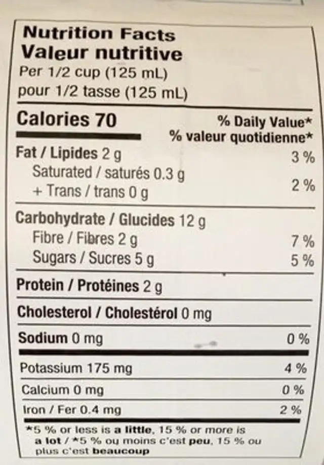 Crisp & sweet whole kernel corn nutrition facts table