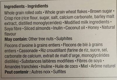Céréales Granola Original ingredients label