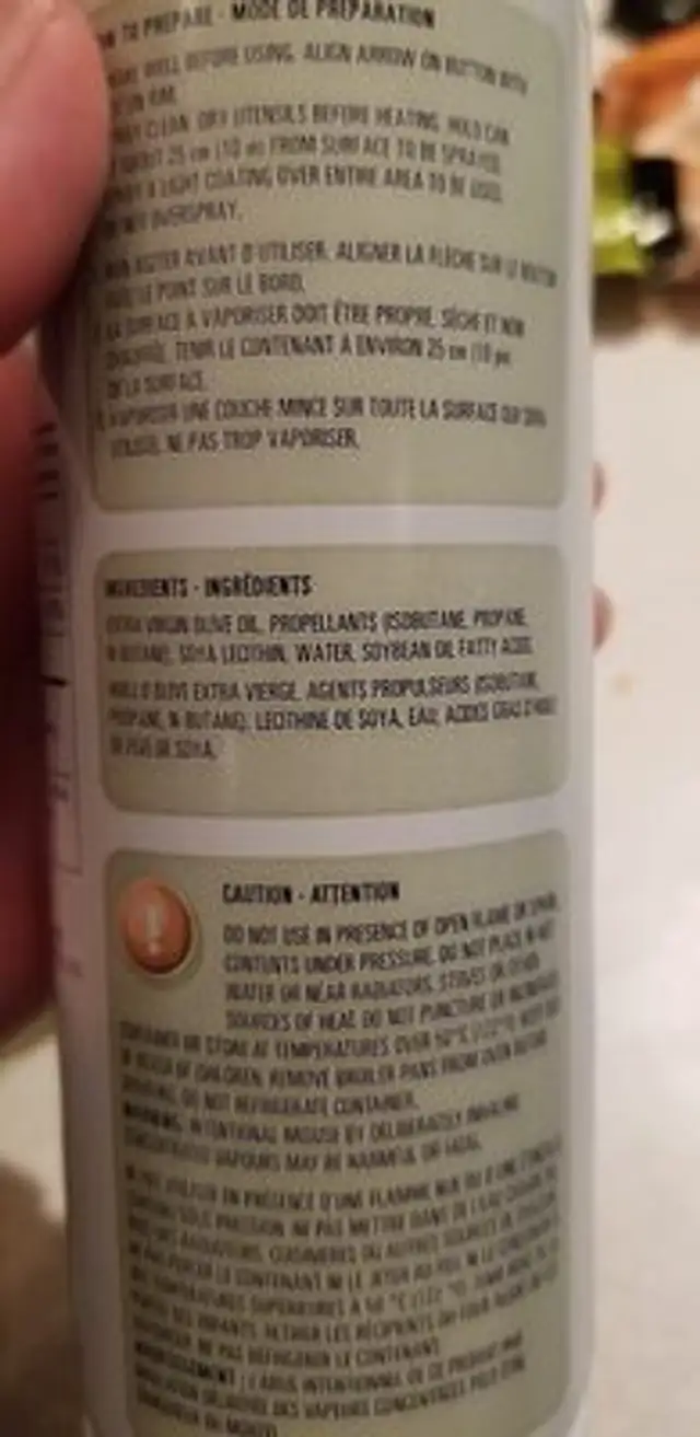 oil ingredients label