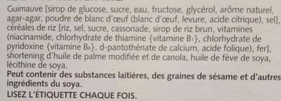 Crispy Rice Squares ingredients label