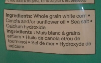 Restaurant Style Tortilla Chips ingredients label