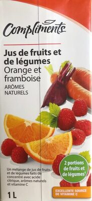 Jus de fruits et légumes Orange et framboise