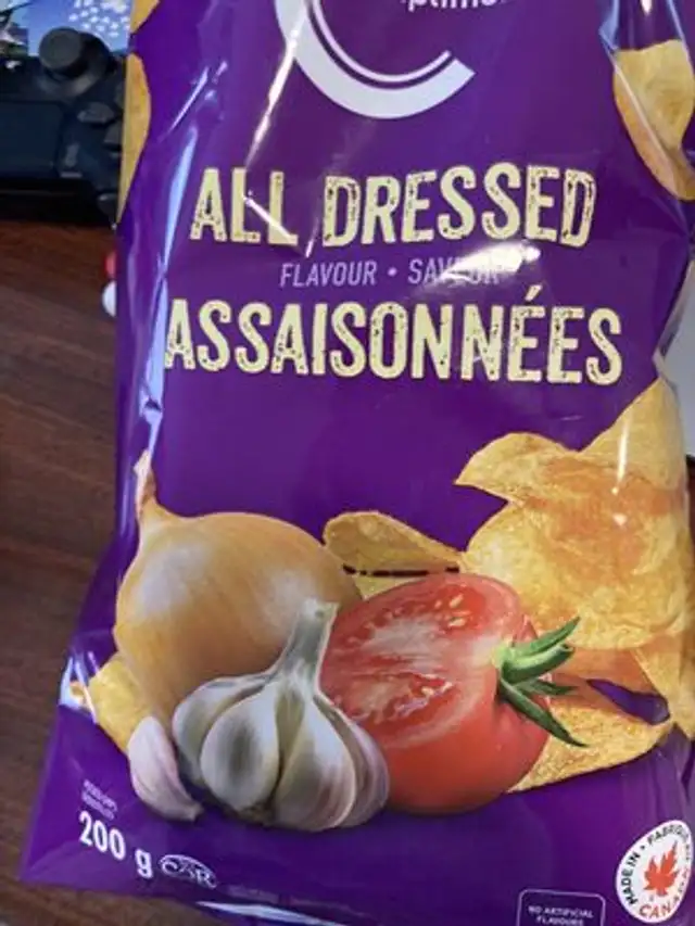 All dressed potato chips nutrition facts table