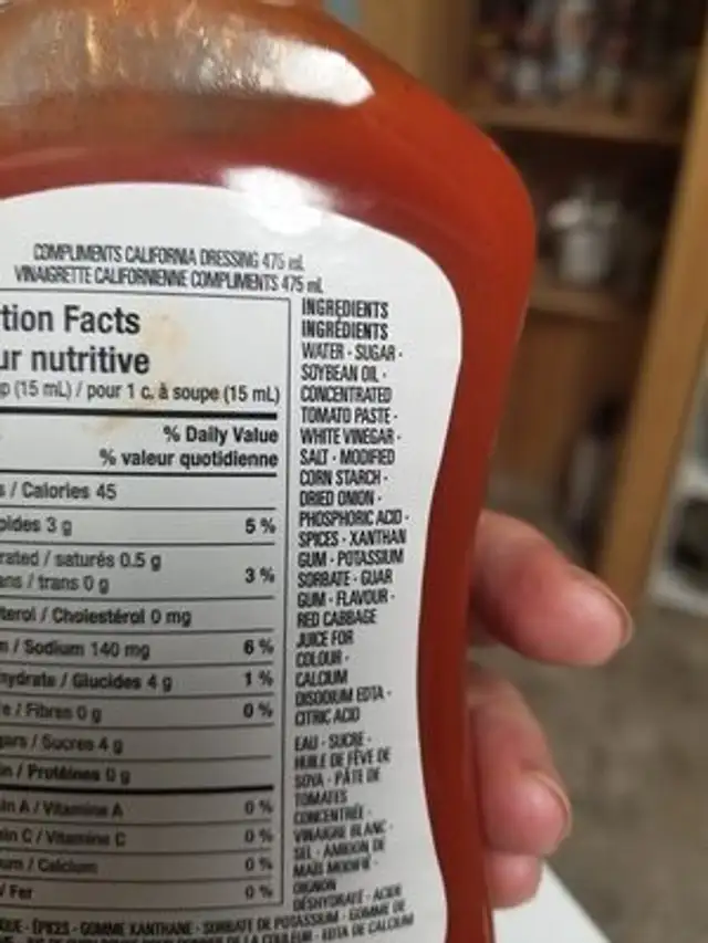 California dressing ingredients label
