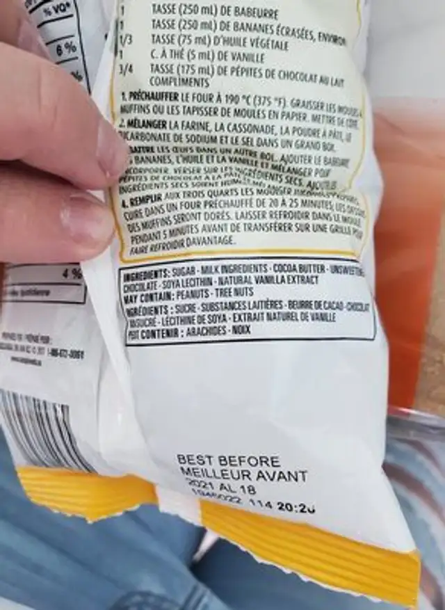 compliments chocolate chips ingredients label