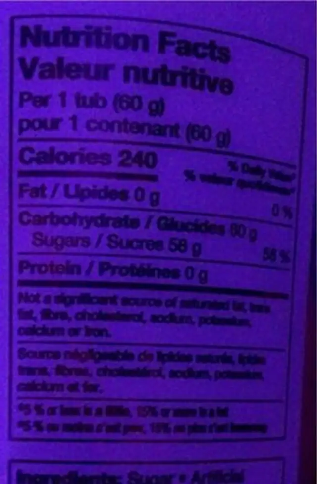 Compliment nutrition facts table