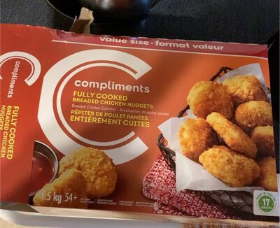 Breaded chicken nuggets front packaging