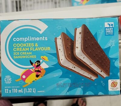 Compliments cookies and cream ice cream