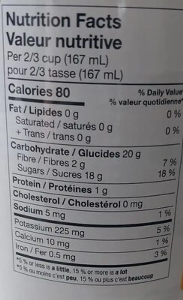 Pêches en moitié nutrition facts table