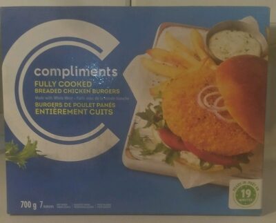 Fully Cooked Breaded Chicken Burgers front packaging