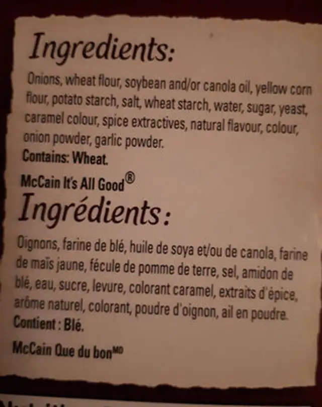 Unknown ingredients label