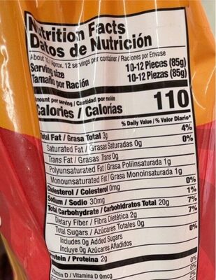 Frite nutrition facts table