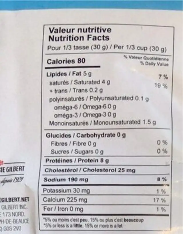Le mozz rape nutrition facts table