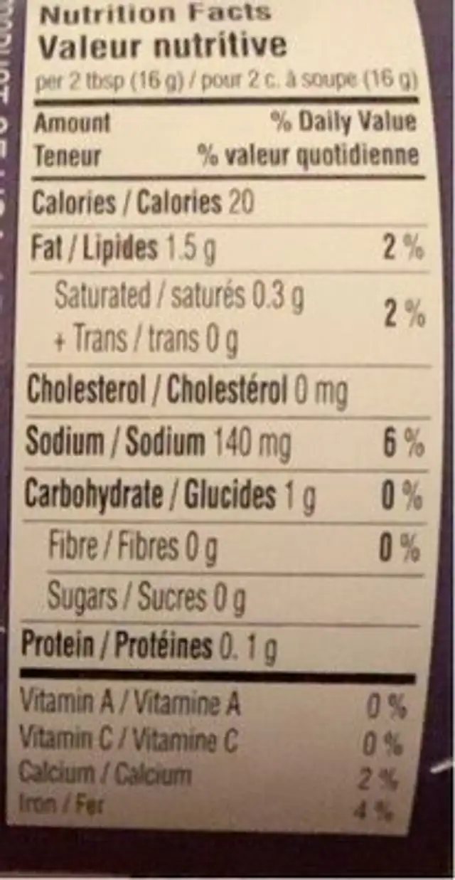 Olives noirrs tranchées nutrition facts table