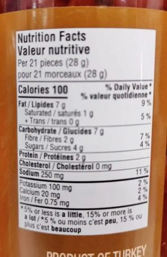 Tomates séchées M'Lord nutrition facts table