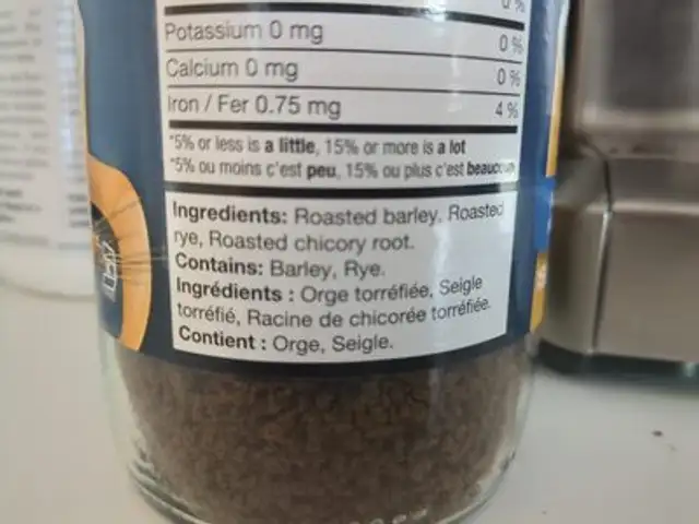 Substitut De Café (mélange Corsé) ingredients label