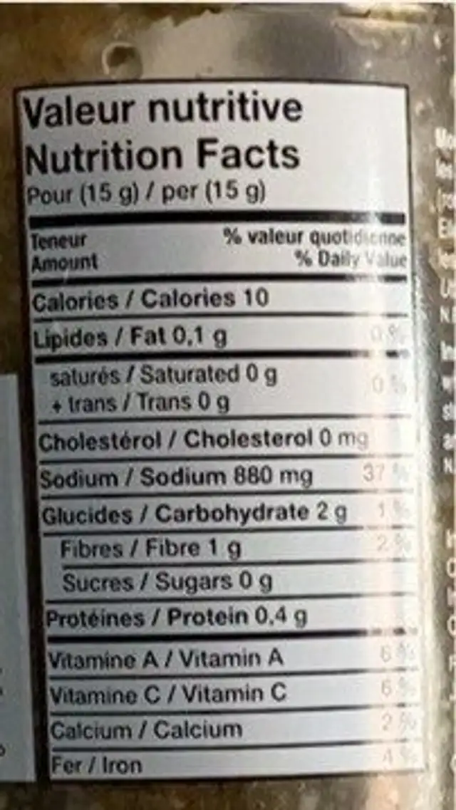 Les herbes salées du Bas-du-Fleuve nutrition facts table
