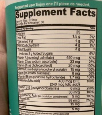 Multi bites nutrition facts table