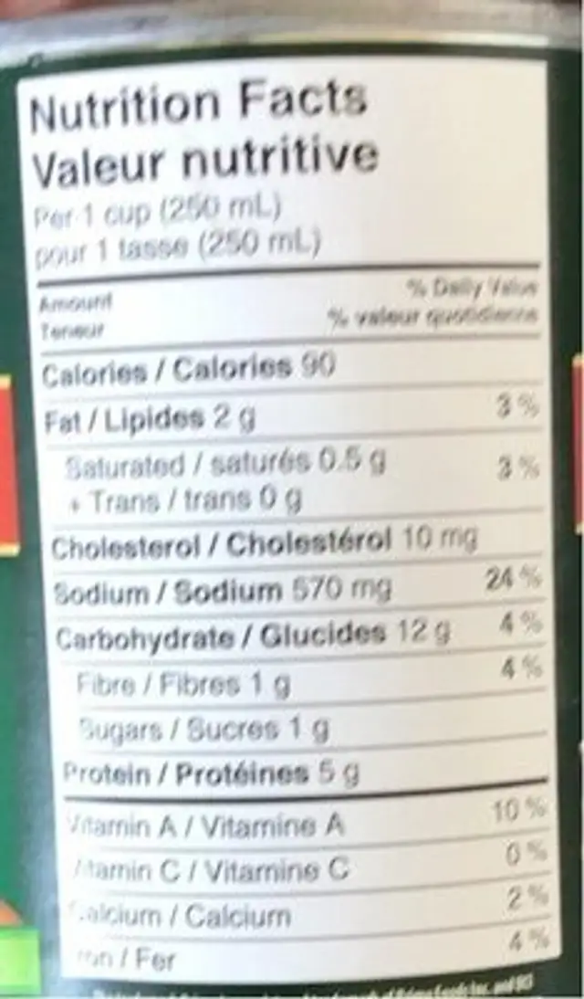 Chicken noodle roast nutrition facts table