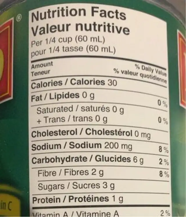 Sauce tomate nutrition facts table