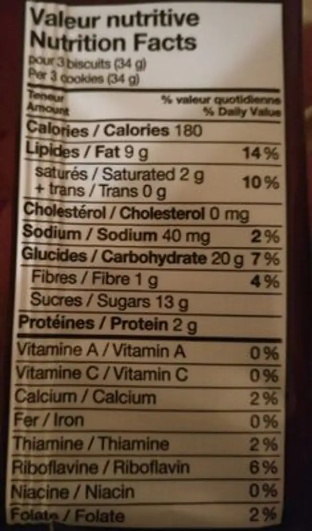 Rouleau chocolat nutrition facts table