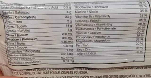 Nutri Svelte nutrition facts table