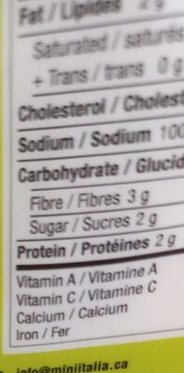 Parmesan râpé nutrition facts table
