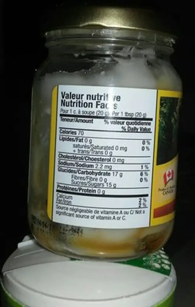 Beurre d'érable ingredients label