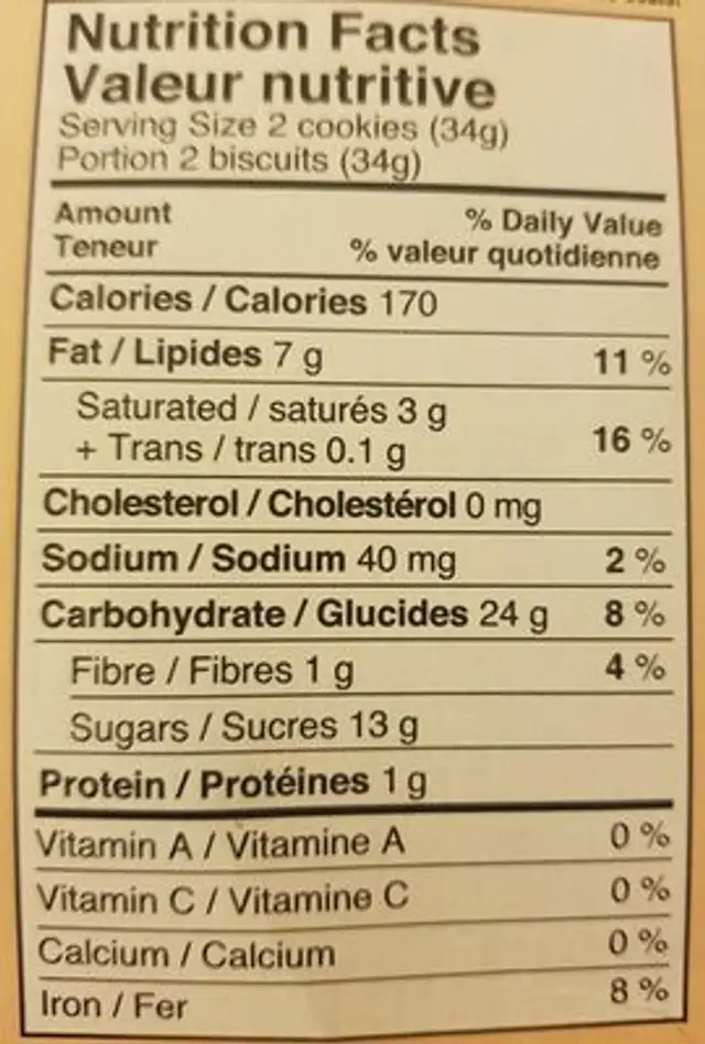 L B Maple Treat Maple Chocolate Cream Cookies ingredients label