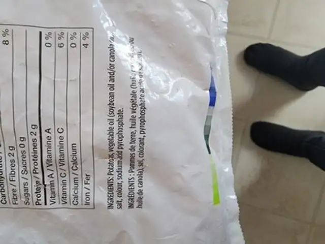 French Fries ingredients label