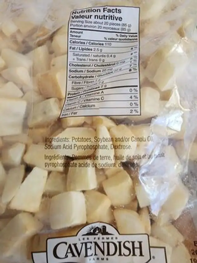 Patate dejeuner ingredients label