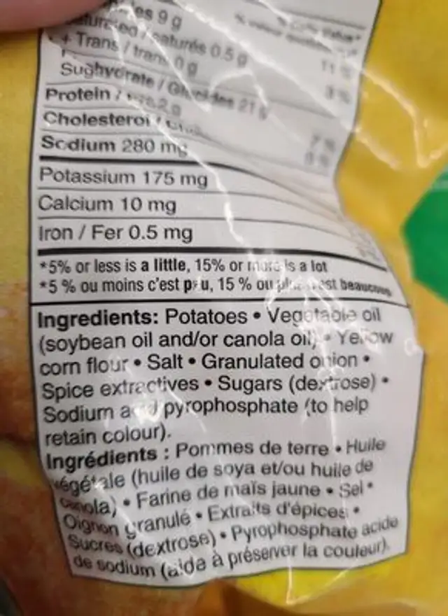 All day breakfast ingredients label