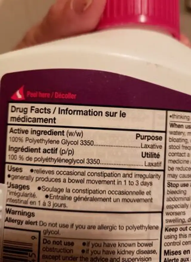 Laxative ingredients label