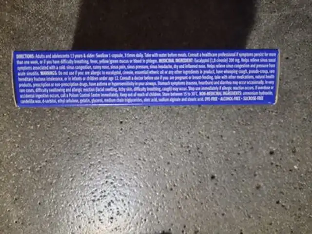 sinus ingredients label
