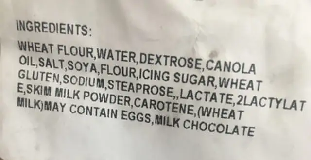 Unknown ingredients label