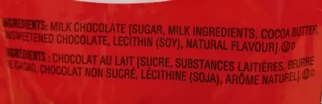 Kisses ingredients label