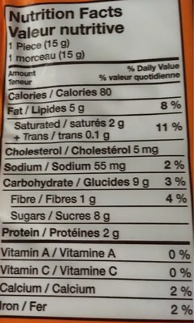 Hershey's Reese Snack Size Peanut Butter Cups Candy nutrition facts table