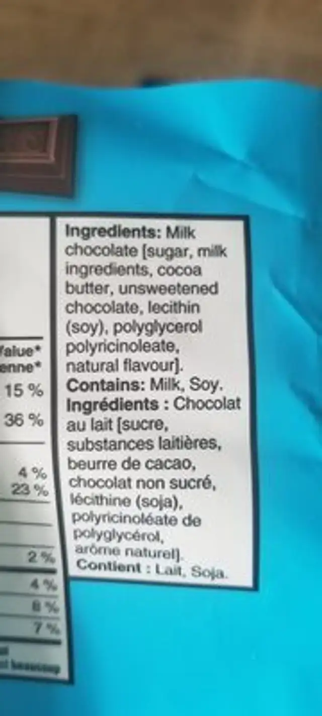 g ingredients label