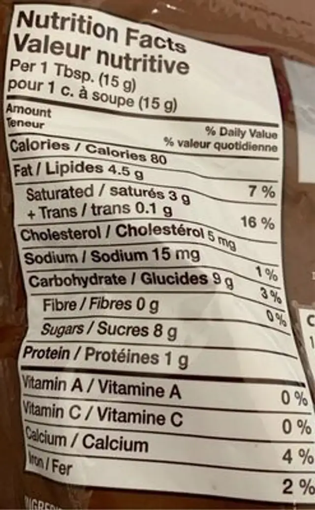 Grains de chocolat au lait nutrition facts table