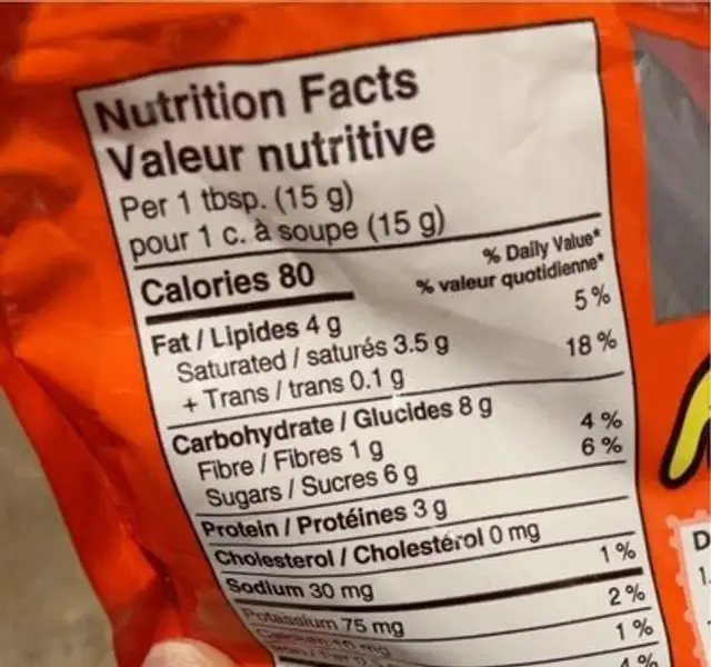Chipits Reeses nutrition facts table