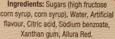 Delicious Strawberry Flavour Syrup ingredients label